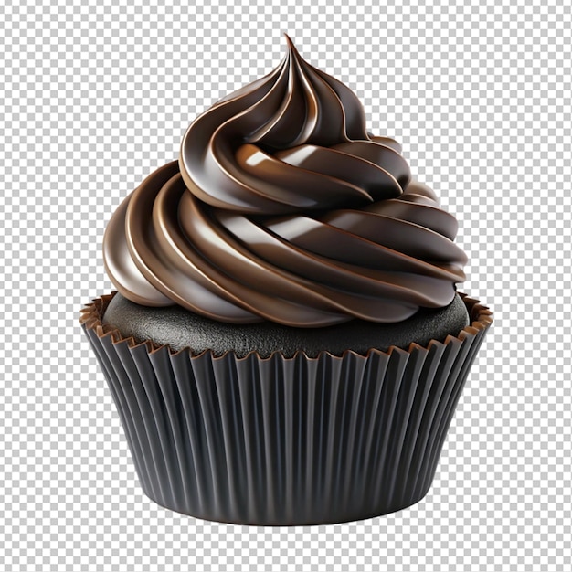 PSD elegant black cupcake on transparent background