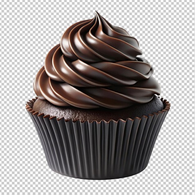 PSD elegant black cupcake on transparent background