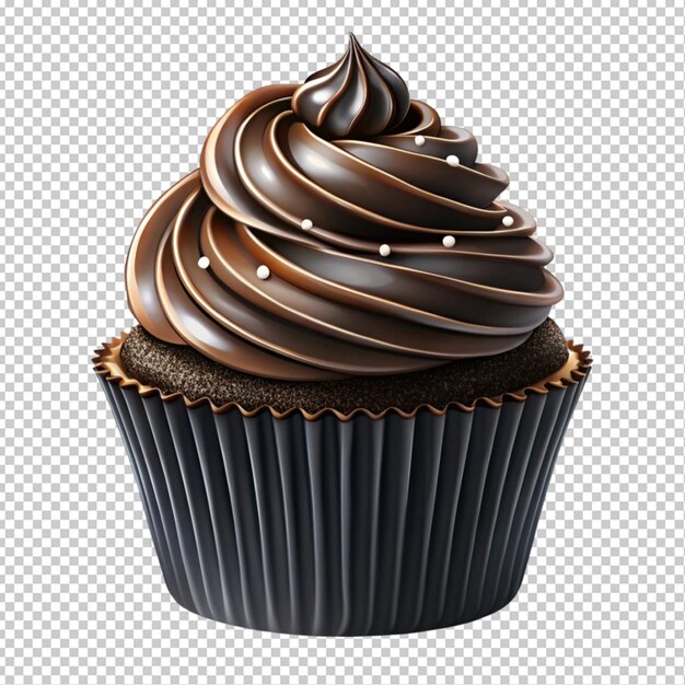 PSD elegant black cupcake on transparent background