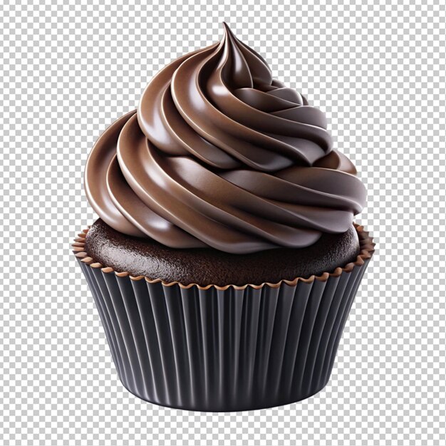 PSD elegant black cupcake on transparent background