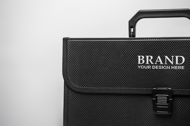 Elegant black leather briefcase mock-up