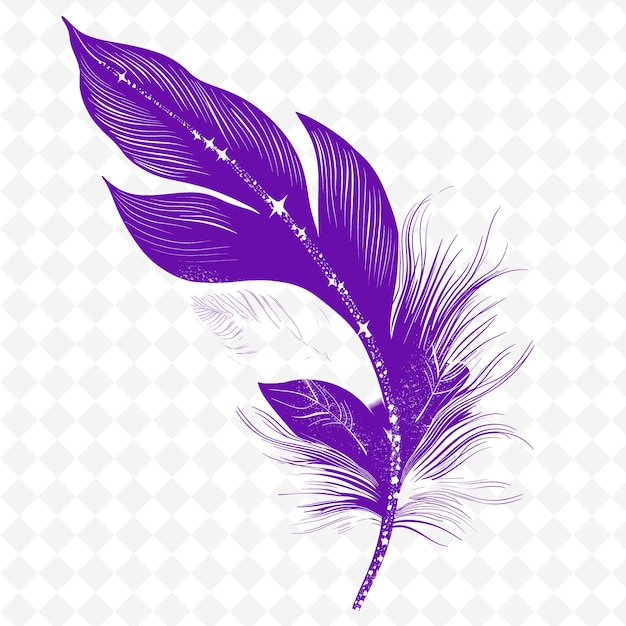 Elegant Black and White Feather Centerpiece Accented With a PNG Outline Flat Illustration Designs