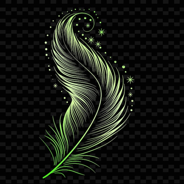 Elegant Black and White Feather Centerpiece Accented With a PNG Outline Flat Illustration Designs