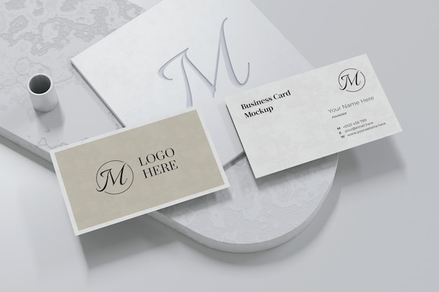 Elegant business card mockup design in 3d rendering