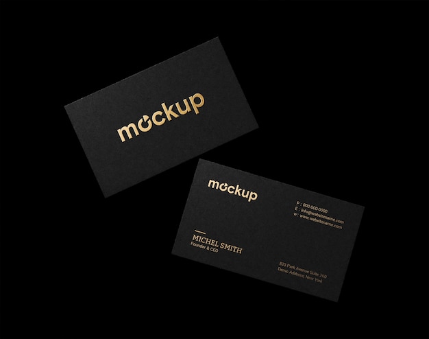 Elegant business card mockup with gold foil