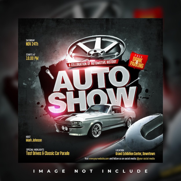 PSD elegant car show social media template for classic car shows