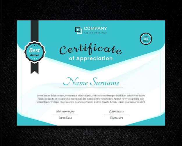 Elegant certificate of appreciation modern template Diploma certificate template set with badges