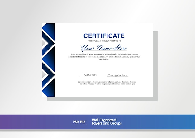 PSD elegant certificate template