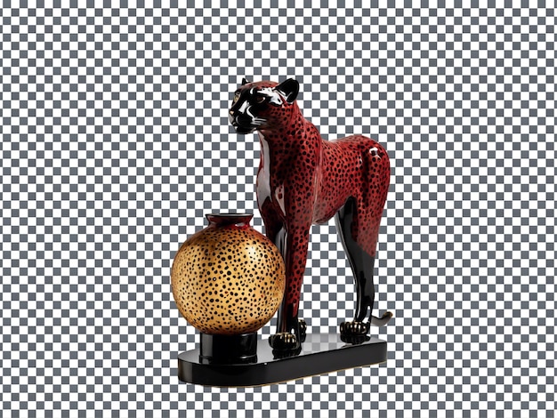 Elegant Cheetah Ceramic Lamp Design Isolated on Transparent Background