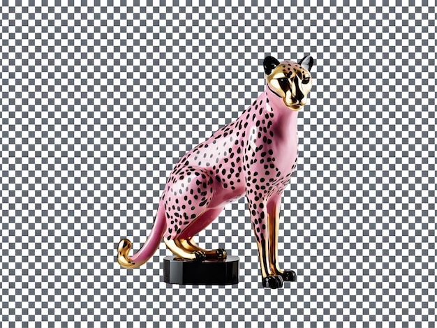 Elegant Cheetah Ceramic Lamp Design Isolated on Transparent Background