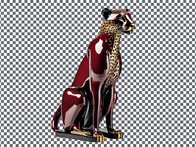 Elegant Cheetah Ceramic Lamp Design Isolated on Transparent Background