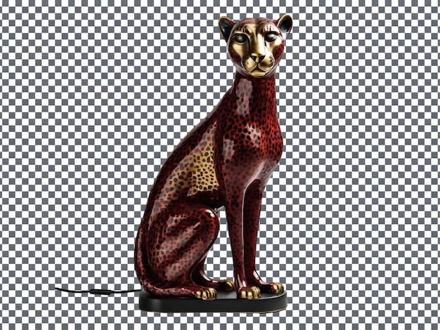 Elegant Cheetah Ceramic Lamp Design Isolated on Transparent Background