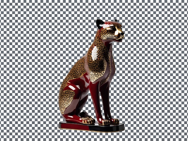 Elegant Cheetah Ceramic Lamp Design Isolated on Transparent Background