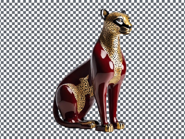 Elegant Cheetah Ceramic Lamp Design Isolated on Transparent Background