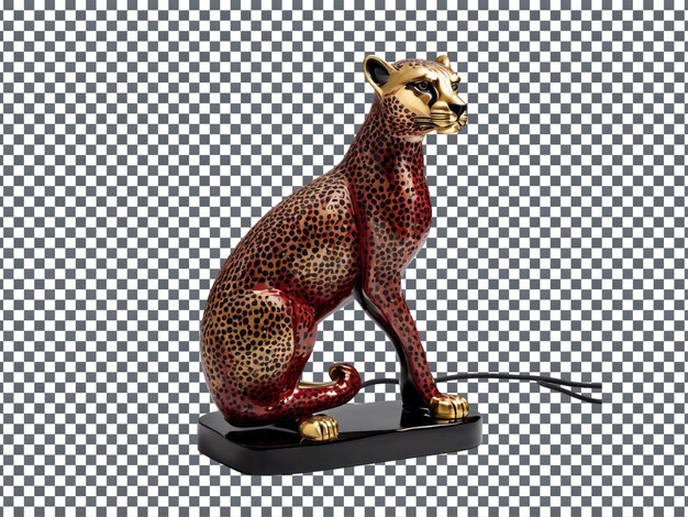 Elegant Cheetah Ceramic Lamp Design Isolated on Transparent Background