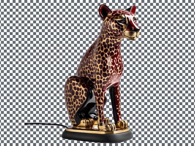 Elegant Cheetah Ceramic Lamp Design Isolated on Transparent Background