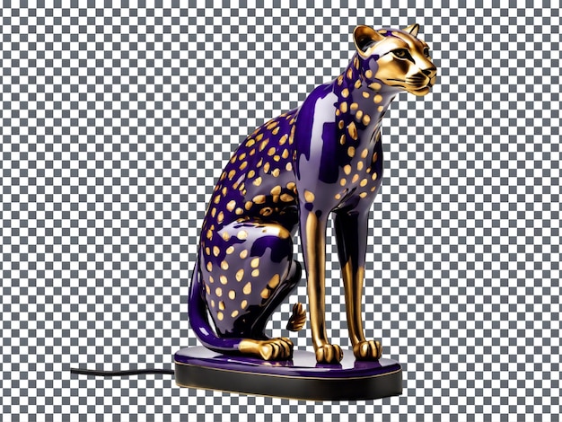 Elegant Cheetah Ceramic Lamp Design Isolated on Transparent Background