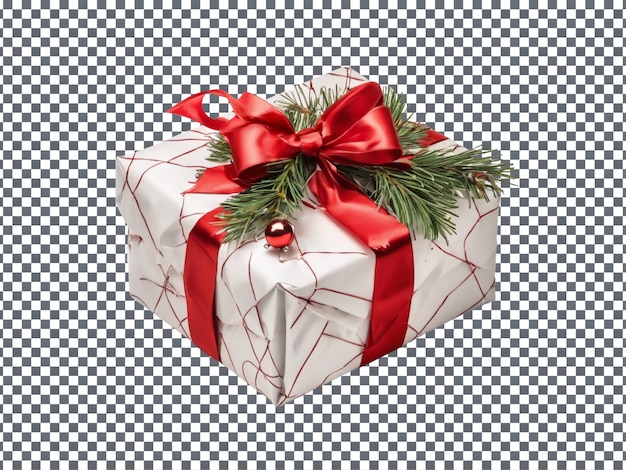 PSD elegant christmas gift box isolated on transparent background