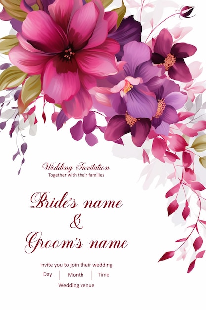 PSD elegant color full wedding invitation card