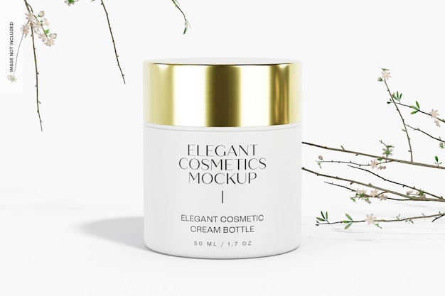 Elegant Cosmetic Cream Jar Mockup, Front View