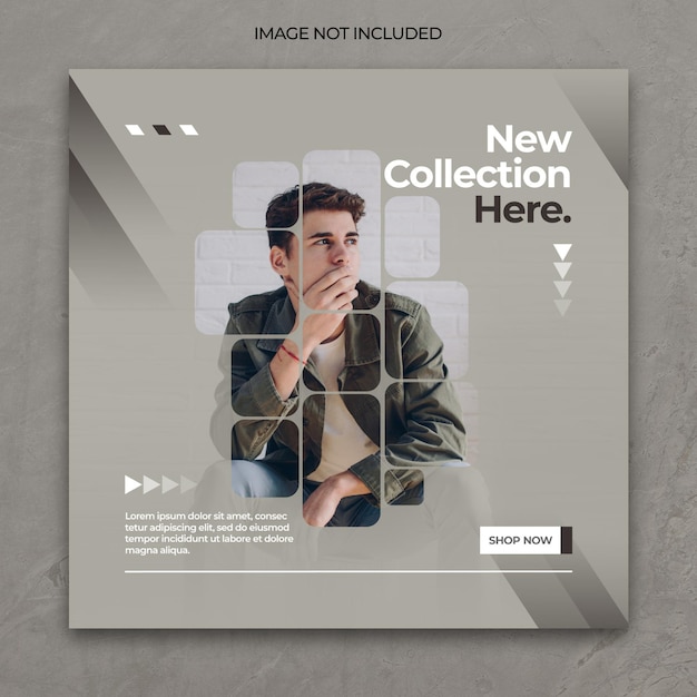 Elegant cut square line fashion social media template