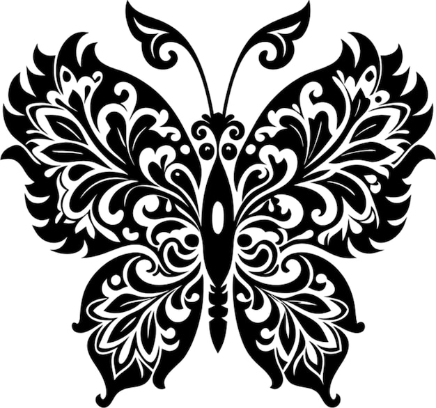 Elegant damask butterfly stencil in striking black silhouette