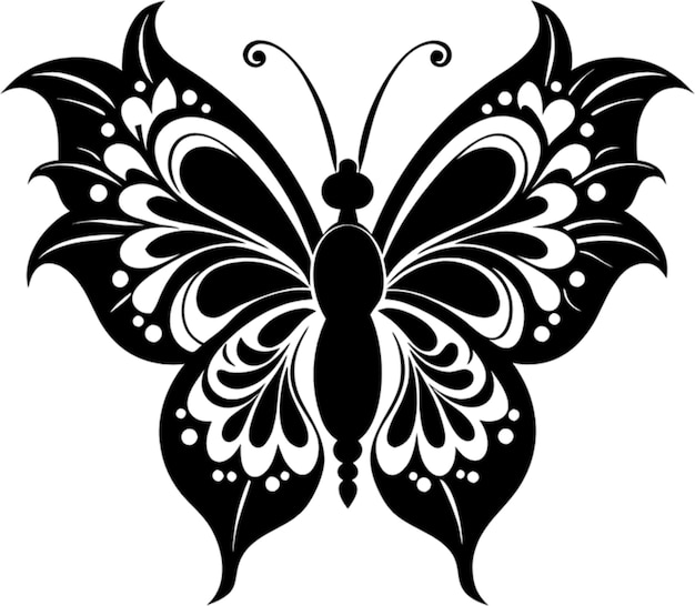 Elegant damask butterfly stencil in striking black silhouette