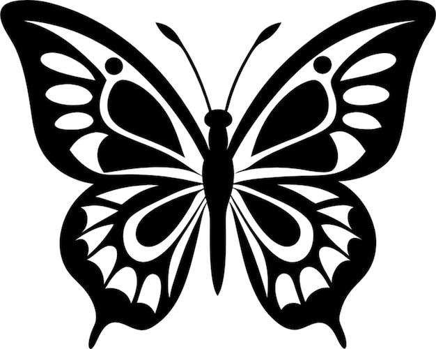 PSD elegant damask butterfly stencil in striking black silhouette