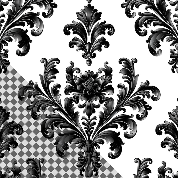 PSD elegant damask pattern isolated on transparent background for highquality design and art projects