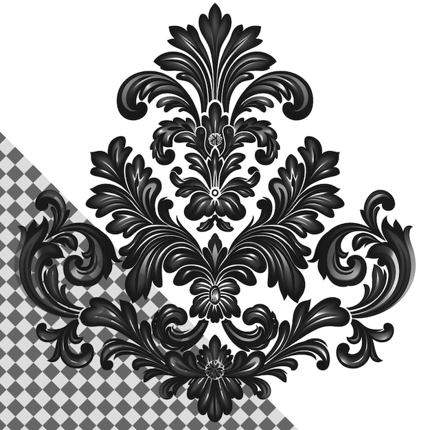 PSD elegant damask pattern isolated on transparent background for highquality design and art projects