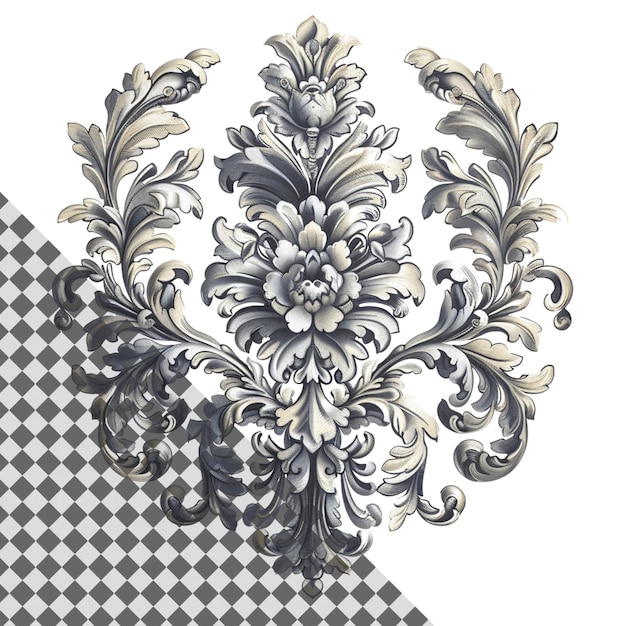 PSD elegant damask pattern isolated on transparent background for highquality design and art projects