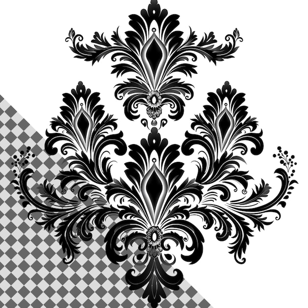 PSD elegant damask pattern isolated on transparent background for highquality design and art projects