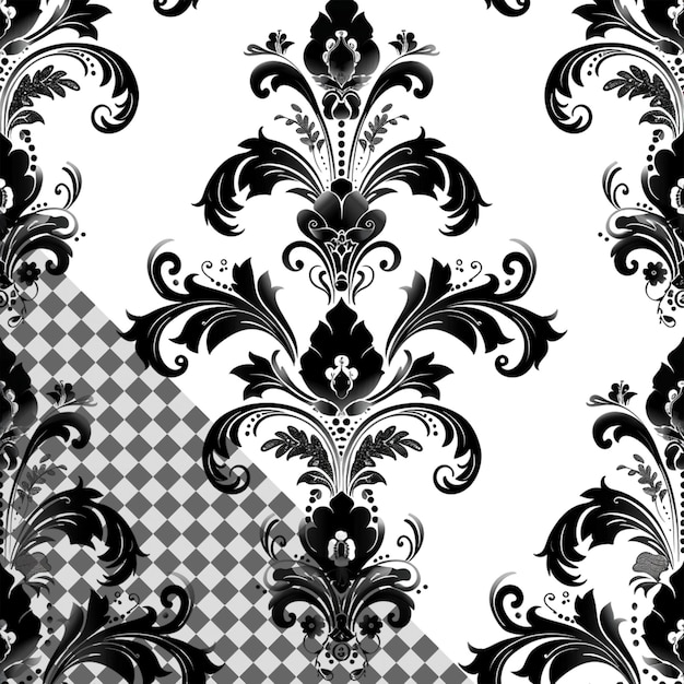 PSD elegant damask pattern isolated on transparent background for highquality design and art projects