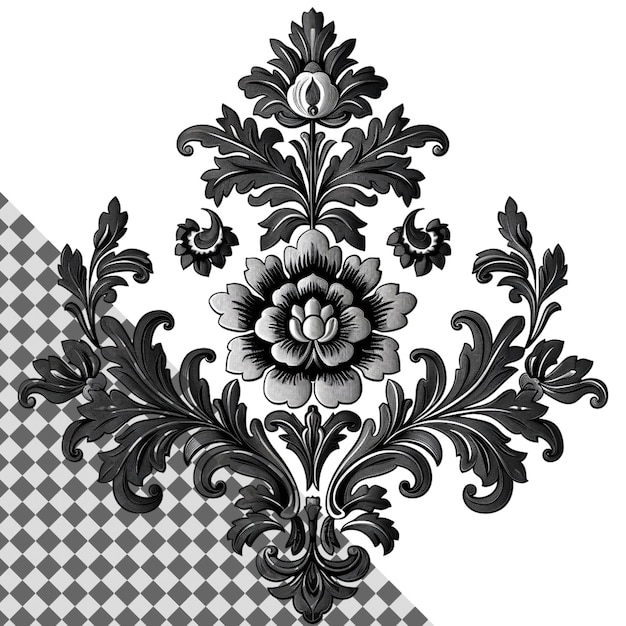 PSD elegant damask pattern isolated on transparent background for highquality design and art projects