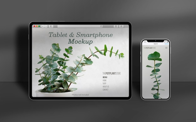 Elegant Dark Mockup With Tablet and Smartphone