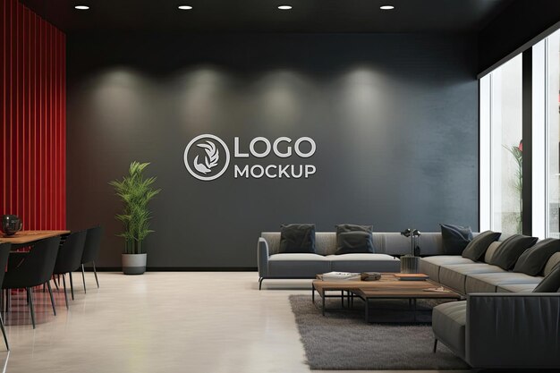 PSD elegant dark wall logo presentation brand showcase logo mockup