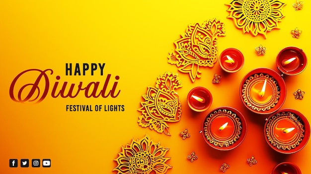 PSD elegant diwali greetings card