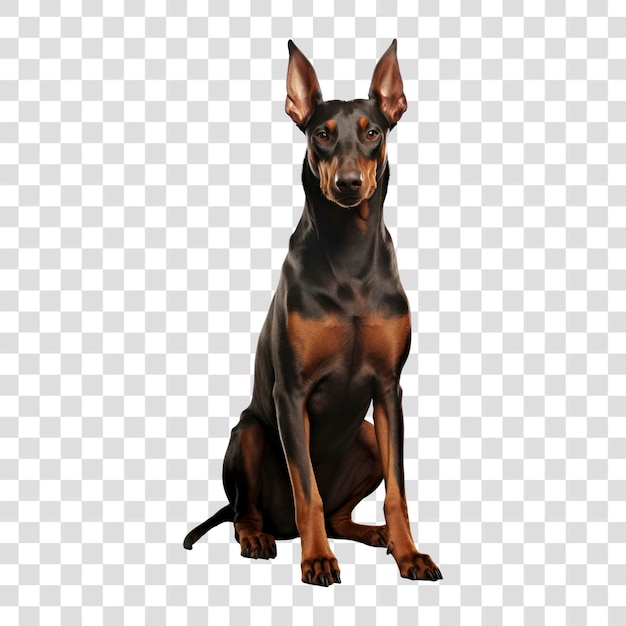 PSD elegant doberman pinscher sitting pose