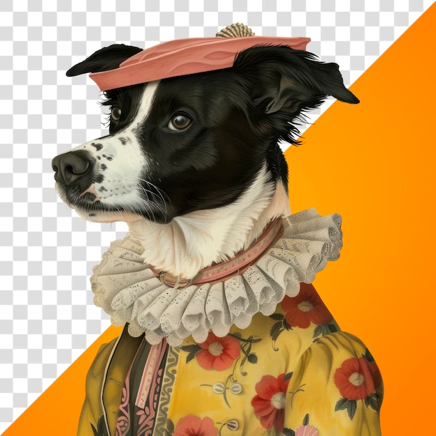 PSD elegant dog in vintage attire