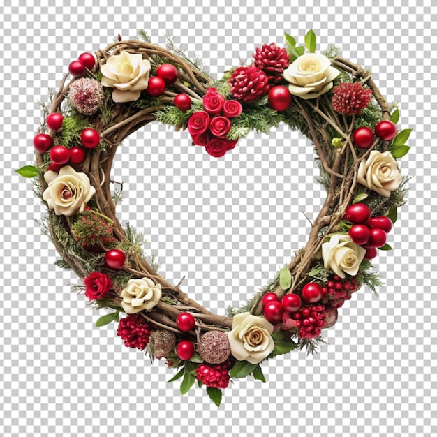 Elegant empty frame adorned with blooming flowers in heart shape