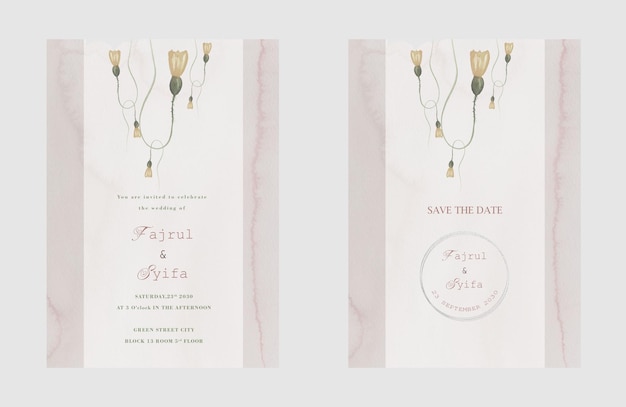 PSD elegant engagement wedding invitation template