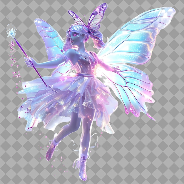 PSD elegant fairy enchanting sprite with tiny delicate form shim isolated high quality character render