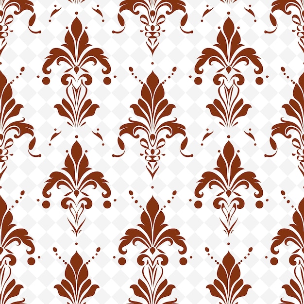 Elegant Fleur De Lis Pattern With Kind of Swan Icon and Styl Nature Inspired Abstract Outline Art