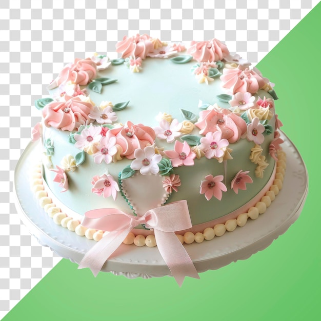 PSD elegant floral decorated birthday cake