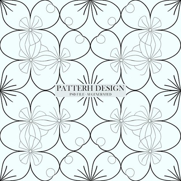 PSD elegant floral pattern design featuring intricate line art