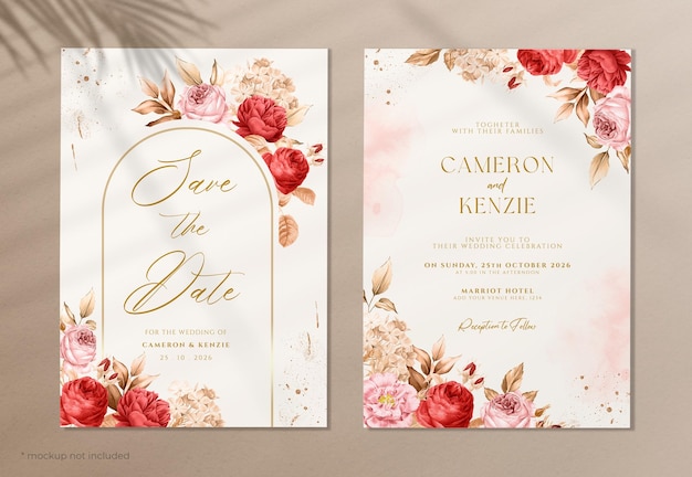 elegant floral wedding invitation card set