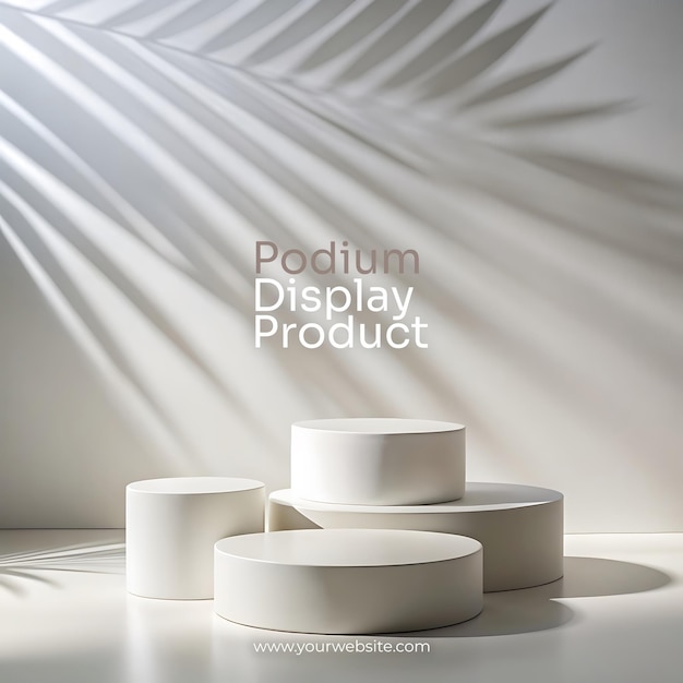 Elegant Geometric Display Minimalistic White Podium with Shadows for Cosmetic Product Presentation