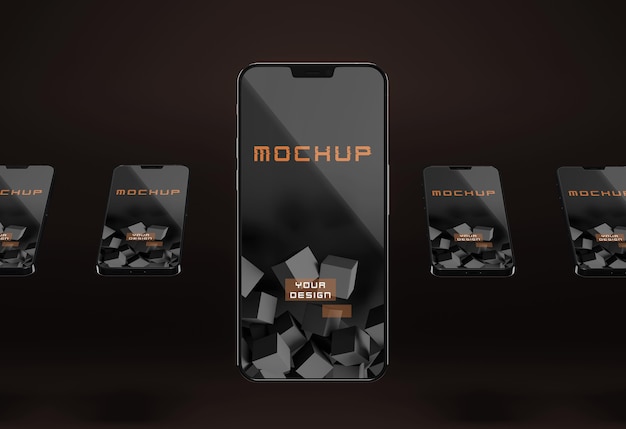 Elegant glossy dark smartphone mock-up design