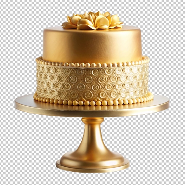 PSD elegant golden cake on a stand