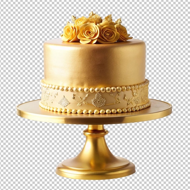 PSD elegant golden cake on a stand